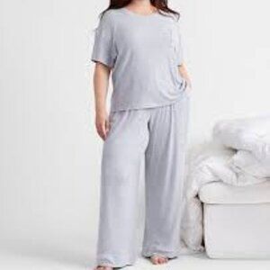 State of Day Ribbed-Knit Pajama Set GRAY